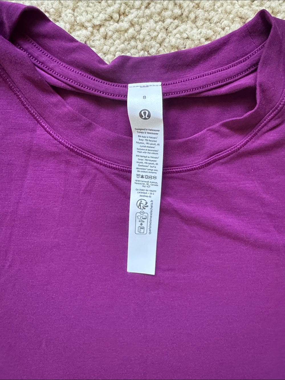 Lululemon Jersey Training Short Sleeve Shirt Chilled Grape - Picture 2 of 4